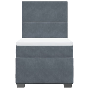 Κρεβάτι Boxspring με Στρώμα Σκούρο Γκρι 100x200 εκ. Βελούδινο