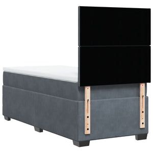 Κρεβάτι Boxspring με Στρώμα Σκούρο Γκρι 100x200 εκ. Βελούδινο