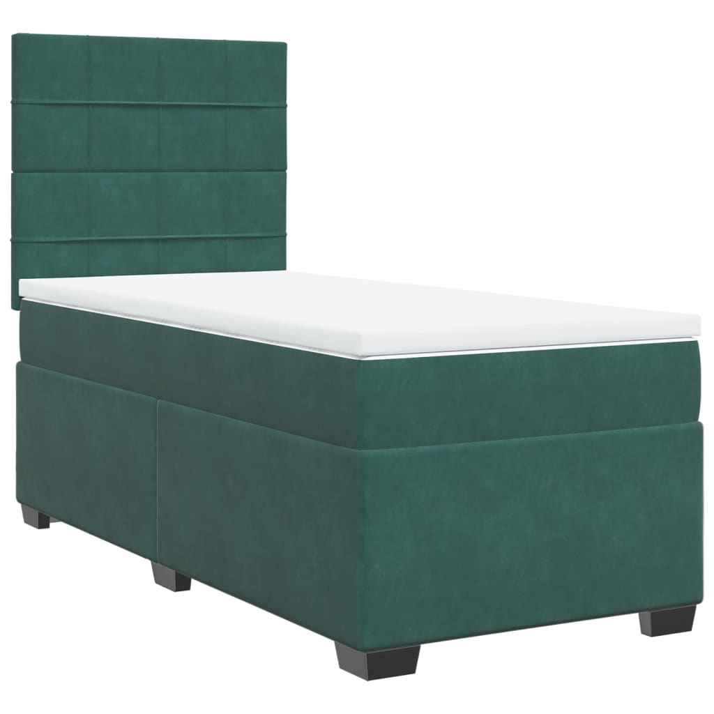 Κρεβάτι Boxspring με Στρώμα Σκούρο Πράσινο 100x200εκ. Βελούδινο
