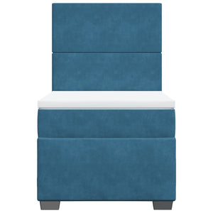 Κρεβάτι Boxspring με Στρώμα Μπλε 100x200 εκ. Βελούδινο