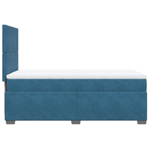 Κρεβάτι Boxspring με Στρώμα Μπλε 100x200 εκ. Βελούδινο