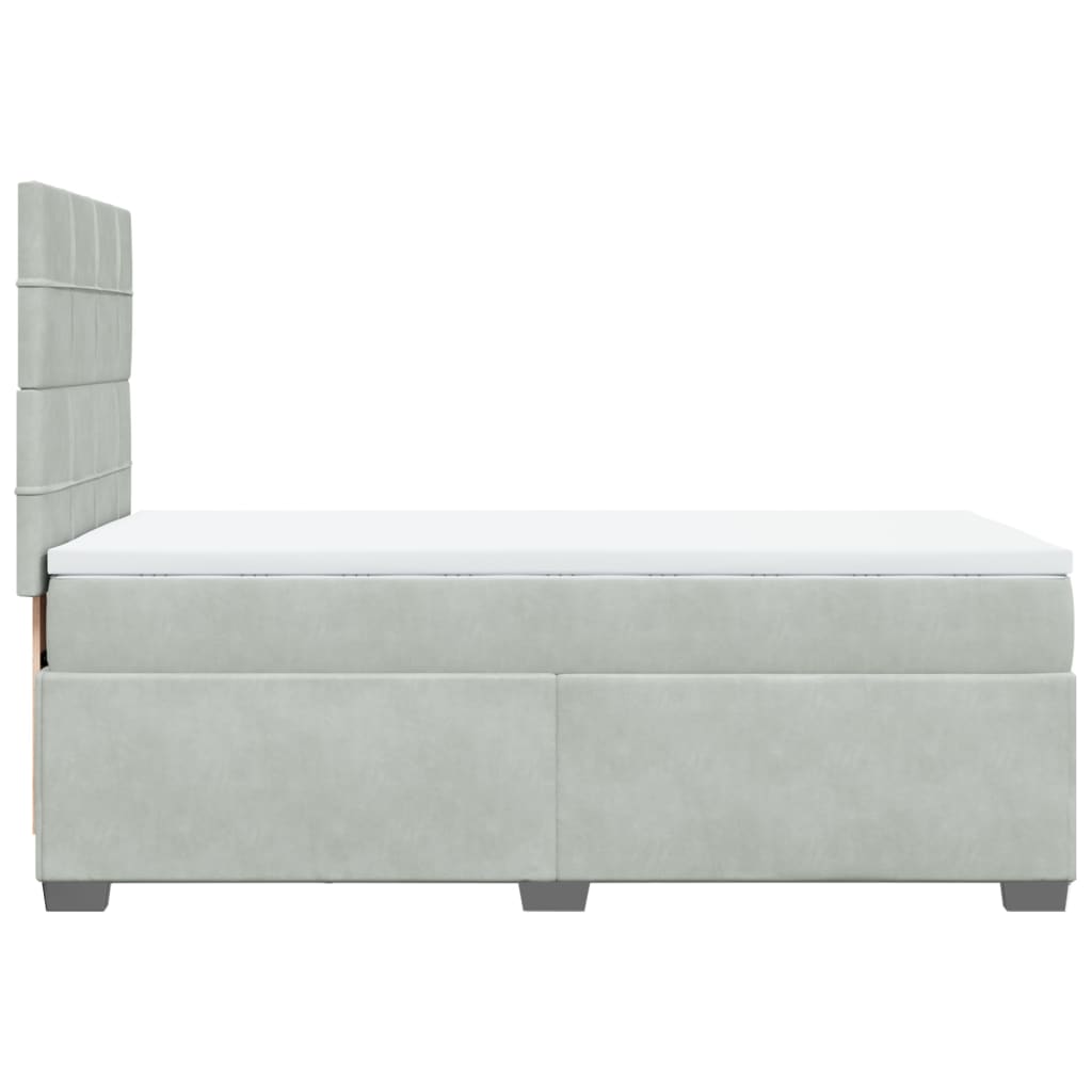 Κρεβάτι Boxspring με Στρώμα Ανοιχτό Γκρι 100x200 εκ. Βελούδινο