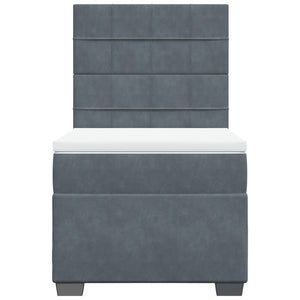 Κρεβάτι Boxspring με Στρώμα Σκούρο Γκρι 100x200 εκ. Βελούδινο