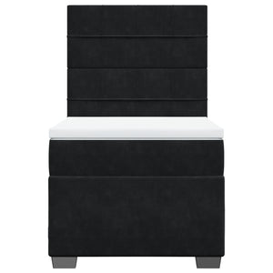 Κρεβάτι Boxspring με Στρώμα Μαύρο 100x200 εκ. Βελούδινο