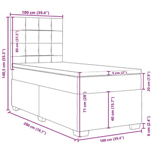 Κρεβάτι Boxspring με Στρώμα Σκούρο Πράσινο 100x200εκ. Βελούδινο