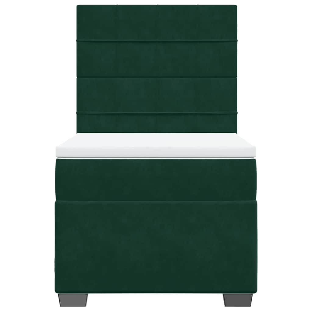 Κρεβάτι Boxspring με Στρώμα Σκούρο Πράσινο 100x200εκ. Βελούδινο