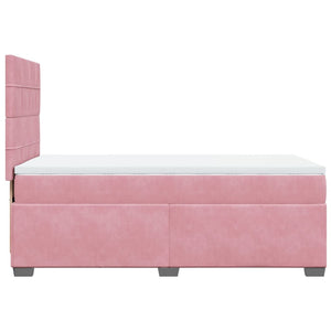 Κρεβάτι Boxspring με Στρώμα Ροζ 100x200 εκ. Βελούδινο - Pakobazaar
