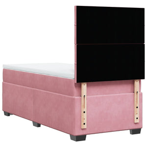 Κρεβάτι Boxspring με Στρώμα Ροζ 100x200 εκ. Βελούδινο - Pakobazaar