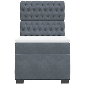 Κρεβάτι Boxspring με Στρώμα Σκούρο Γκρι 100x200 εκ. Βελούδινο - Pakobazaar