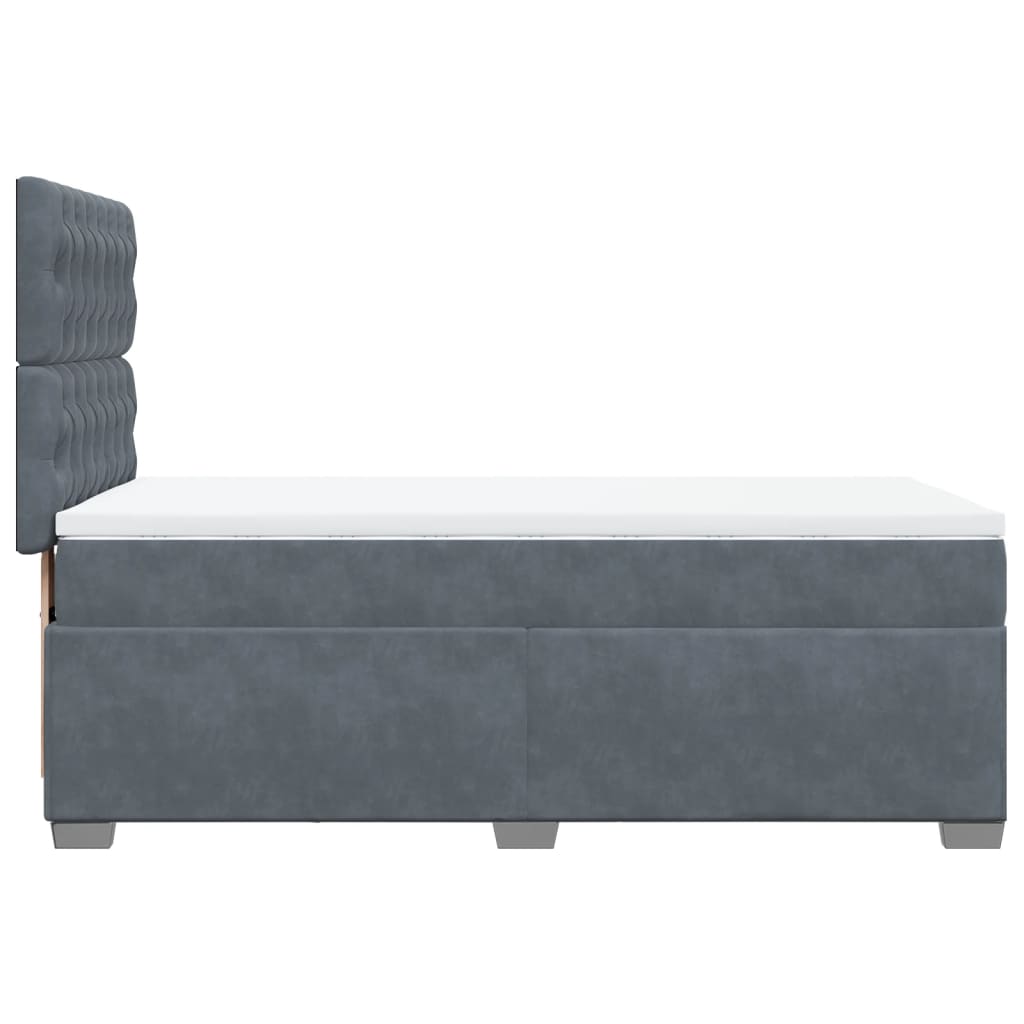 Κρεβάτι Boxspring με Στρώμα Σκούρο Γκρι 100x200 εκ. Βελούδινο - Pakobazaar