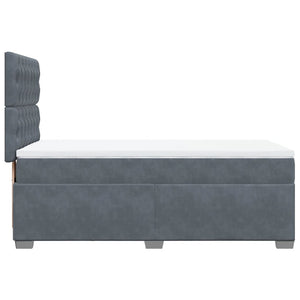 Κρεβάτι Boxspring με Στρώμα Σκούρο Γκρι 100x200 εκ. Βελούδινο - Pakobazaar