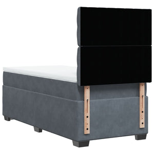 Κρεβάτι Boxspring με Στρώμα Σκούρο Γκρι 100x200 εκ. Βελούδινο - Pakobazaar