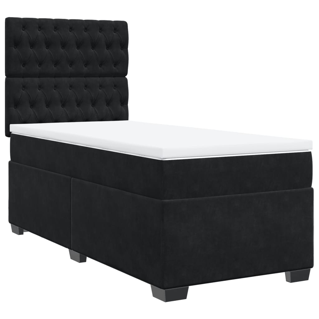 Κρεβάτι Boxspring με Στρώμα Μαύρο 100x200 εκ. Βελούδινο - Pakobazaar