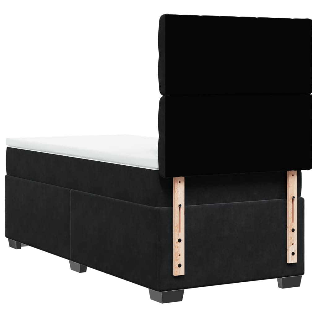 Κρεβάτι Boxspring με Στρώμα Μαύρο 100x200 εκ. Βελούδινο - Pakobazaar
