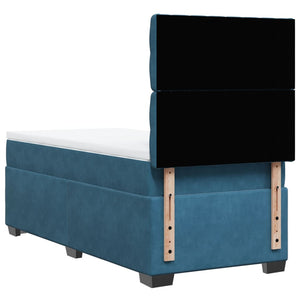 Κρεβάτι Boxspring με Στρώμα Μπλε 100x200 εκ. Βελούδινο