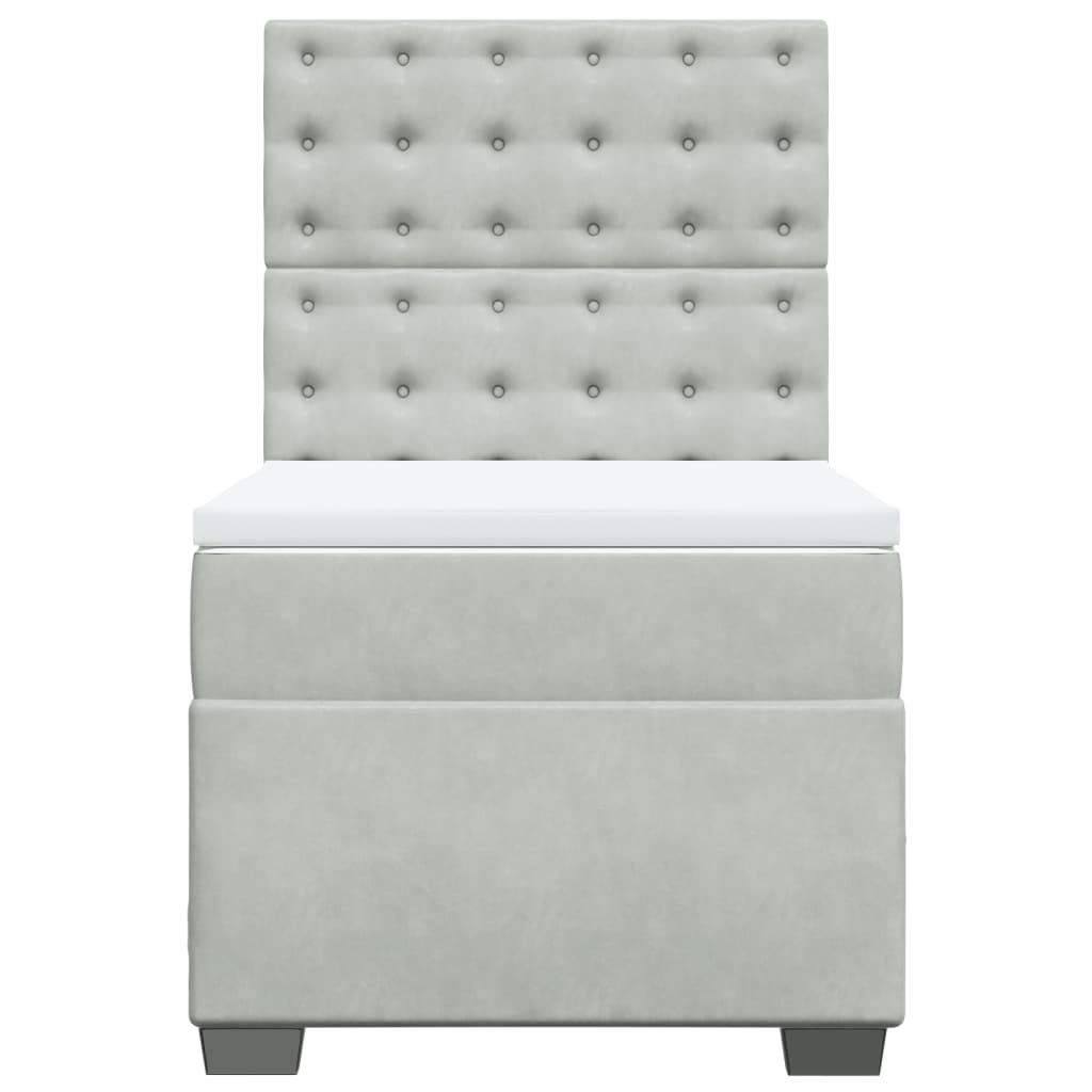 Κρεβάτι Boxspring με Στρώμα Ανοιχτό Γκρι 100x200 εκ. Βελούδινο - Pakobazaar