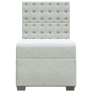 Κρεβάτι Boxspring με Στρώμα Ανοιχτό Γκρι 100x200 εκ. Βελούδινο - Pakobazaar