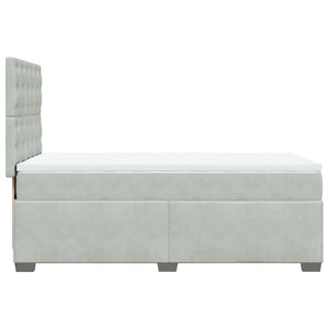 Κρεβάτι Boxspring με Στρώμα Ανοιχτό Γκρι 100x200 εκ. Βελούδινο - Pakobazaar