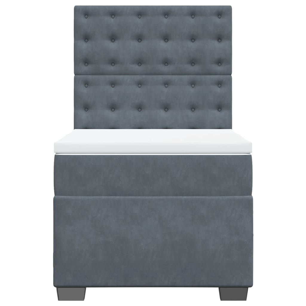 Κρεβάτι Boxspring με Στρώμα Σκούρο Γκρι 100x200 εκ. Βελούδινο