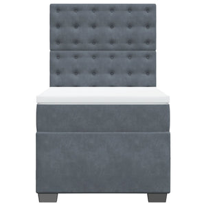 Κρεβάτι Boxspring με Στρώμα Σκούρο Γκρι 100x200 εκ. Βελούδινο