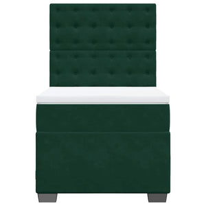 Κρεβάτι Boxspring με Στρώμα Σκούρο Πράσινο 100x200εκ. Βελούδινο