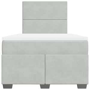 Κρεβάτι Boxspring με Στρώμα Ανοιχτό Γκρι 120x190 εκ. Βελούδινο - Pakobazaar