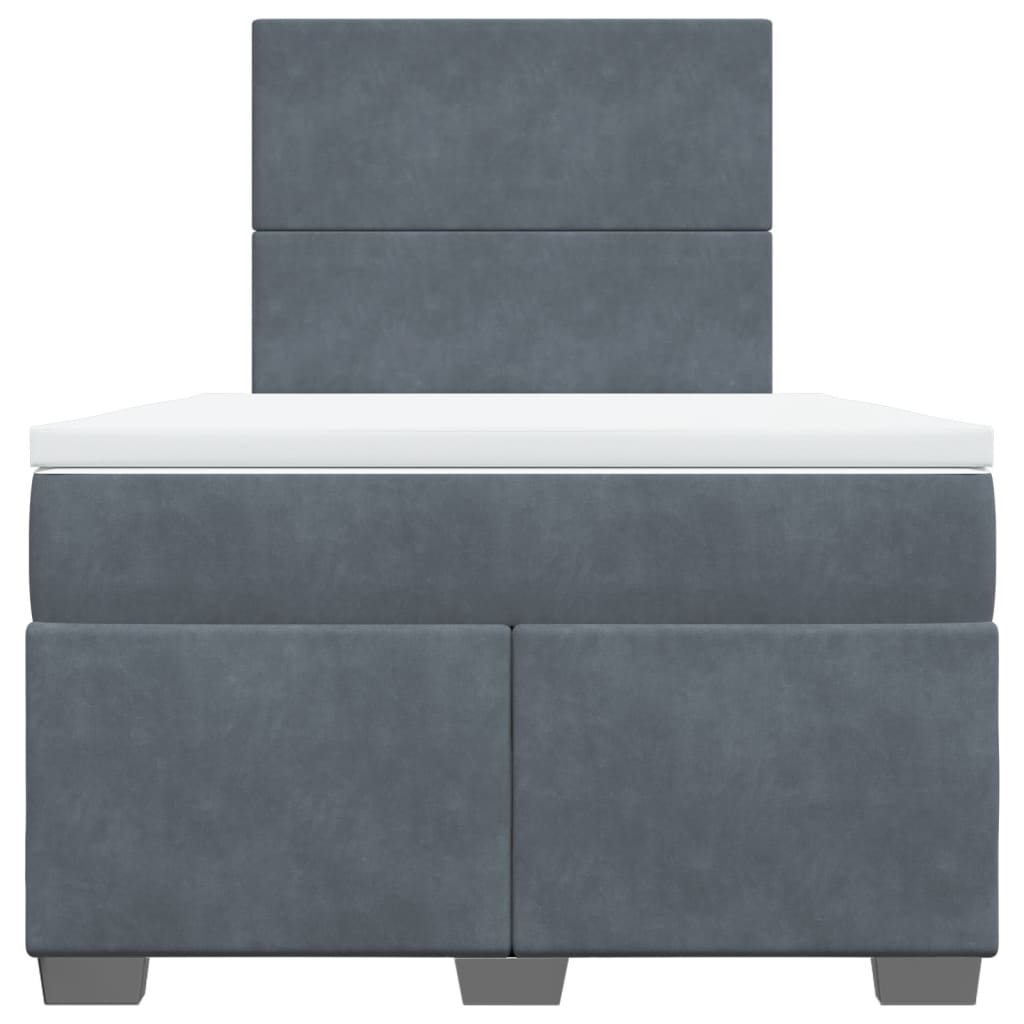 Κρεβάτι Boxspring με Στρώμα Σκούρο Γκρι 120x190 εκ. Βελούδινο