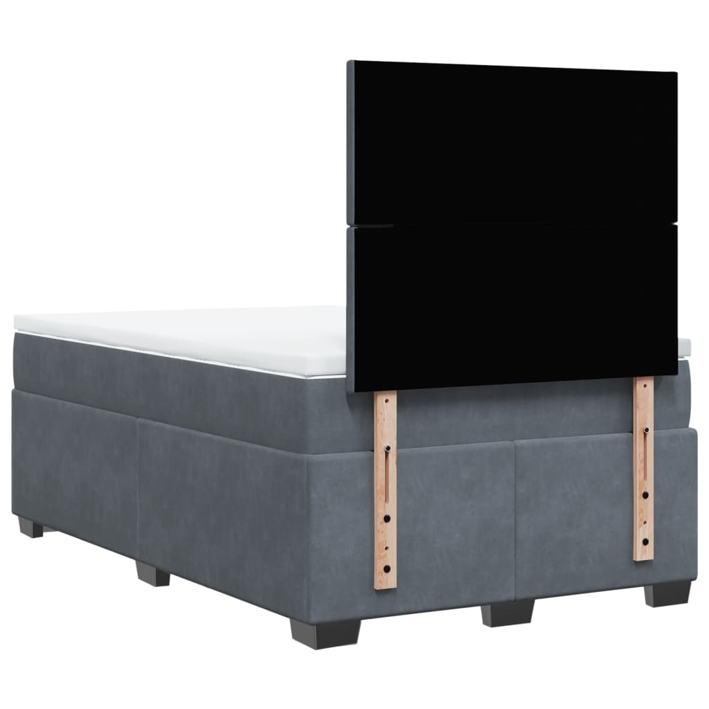 Κρεβάτι Boxspring με Στρώμα Σκούρο Γκρι 120x190 εκ. Βελούδινο