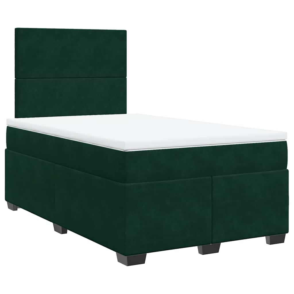 Κρεβάτι Boxspring με Στρώμα Σκούρο Πράσινο 120x190εκ. Βελούδινο