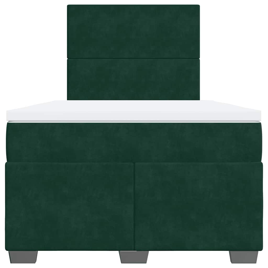 Κρεβάτι Boxspring με Στρώμα Σκούρο Πράσινο 120x190εκ. Βελούδινο