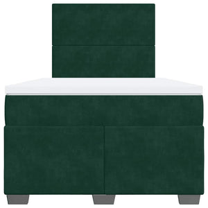 Κρεβάτι Boxspring με Στρώμα Σκούρο Πράσινο 120x190εκ. Βελούδινο