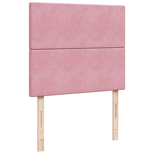 Κρεβάτι Boxspring με Στρώμα Ροζ 120x190 εκ. Βελούδινο