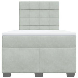 Κρεβάτι Boxspring με Στρώμα Ανοιχτό Γκρι 120x190 εκ. Βελούδινο - Pakobazaar