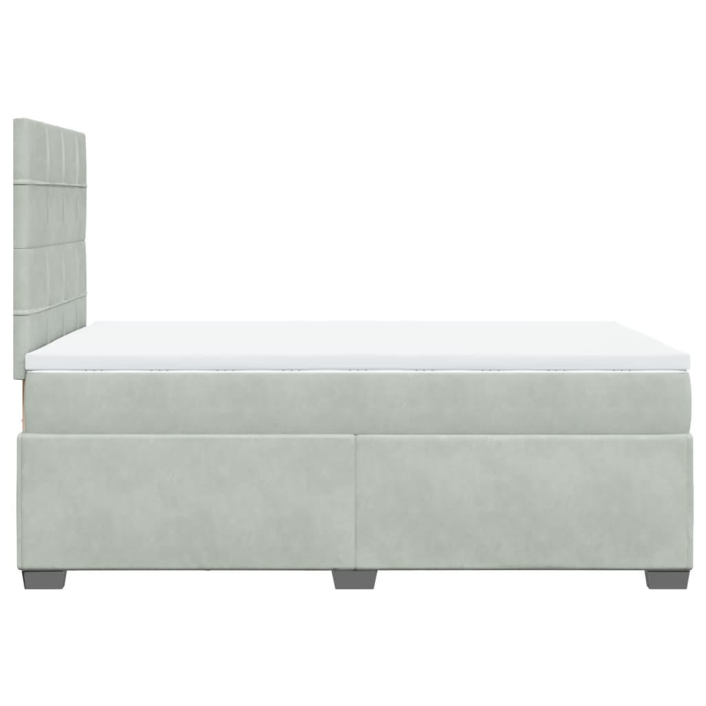 Κρεβάτι Boxspring με Στρώμα Ανοιχτό Γκρι 120x190 εκ. Βελούδινο - Pakobazaar