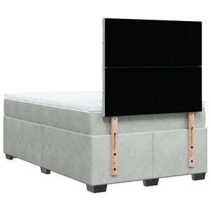 Κρεβάτι Boxspring με Στρώμα Ανοιχτό Γκρι 120x190 εκ. Βελούδινο - Pakobazaar
