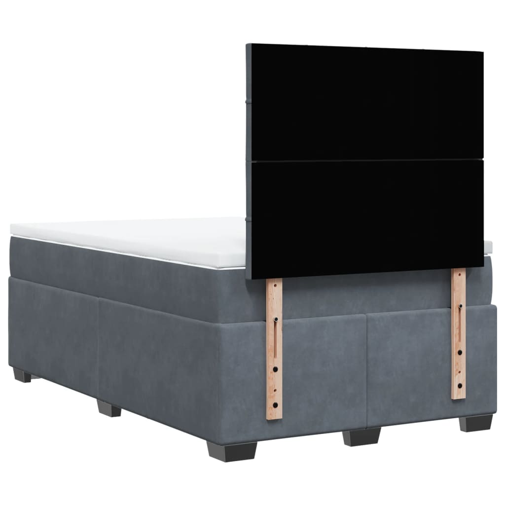 Κρεβάτι Boxspring με Στρώμα Σκούρο Γκρι 120x190 εκ. Βελούδινο