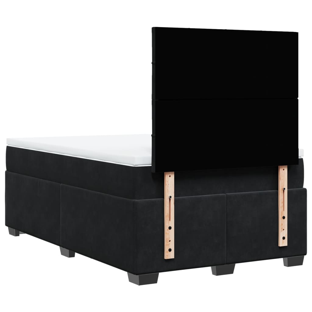 Κρεβάτι Boxspring με Στρώμα Μαύρο 120x190 εκ. Βελούδινο
