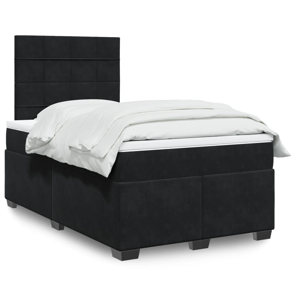 Κρεβάτι Boxspring με Στρώμα Μαύρο 120x190 εκ. Βελούδινο