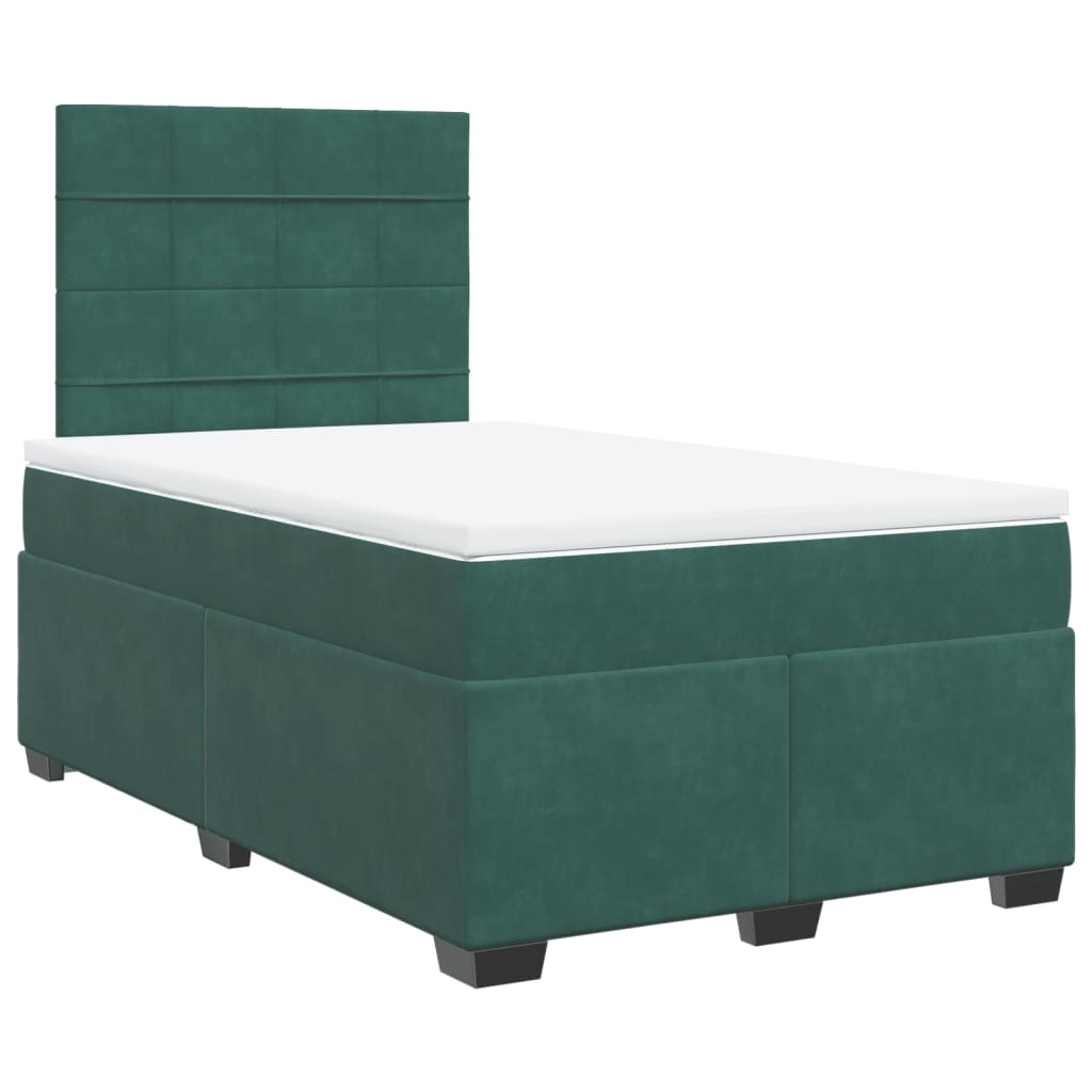Κρεβάτι Boxspring με Στρώμα Σκούρο Πράσινο 120x190εκ. Βελούδινο
