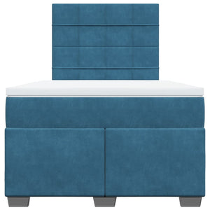 Κρεβάτι Boxspring με Στρώμα Μπλε 120x190 εκ. Βελούδινο