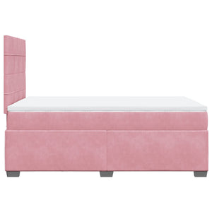 Κρεβάτι Boxspring με Στρώμα Ροζ 120x190 εκ. Βελούδινο
