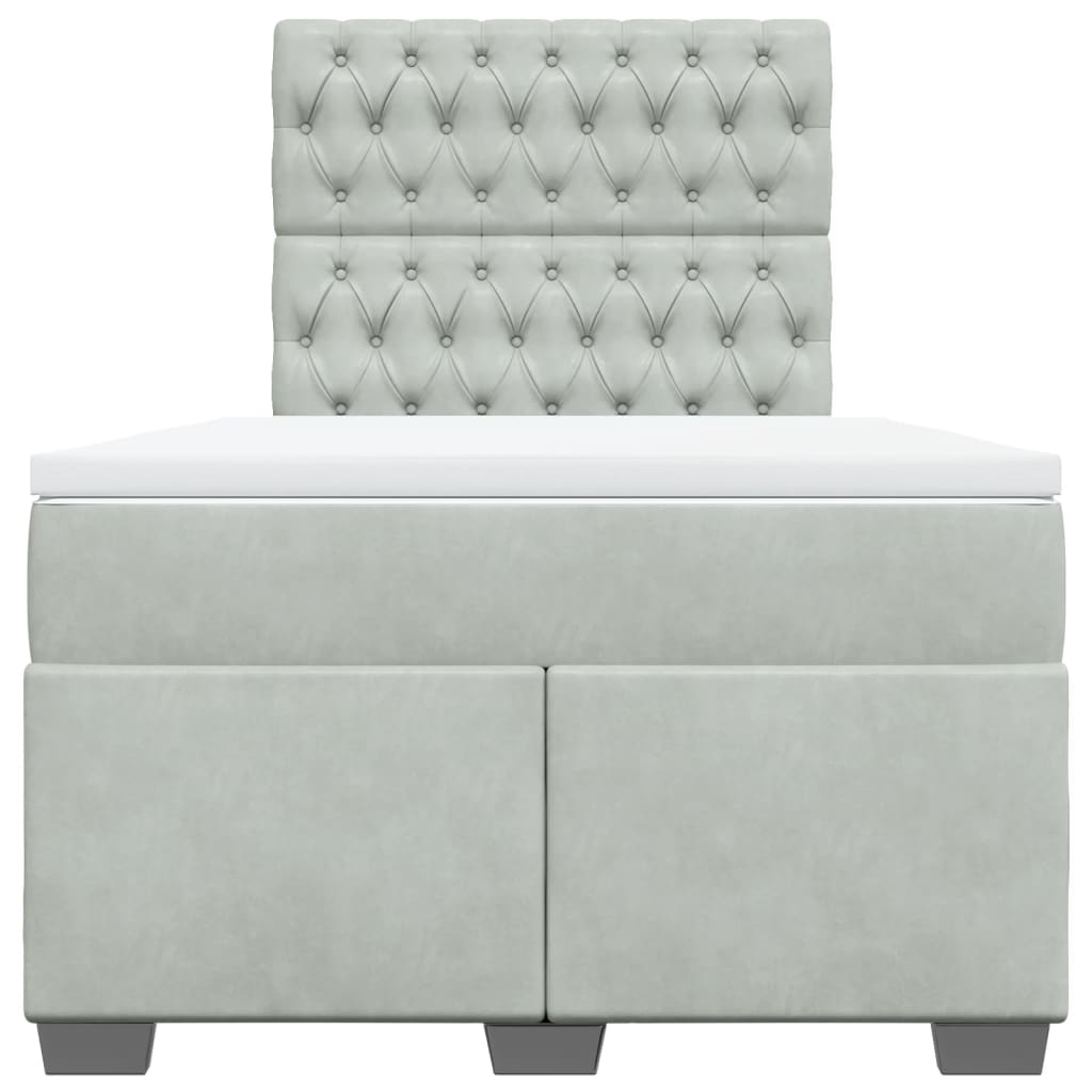 Κρεβάτι Boxspring με Στρώμα Ανοιχτό Γκρι 120x190 εκ. Βελούδινο - Pakobazaar