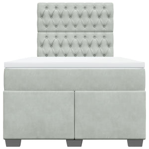 Κρεβάτι Boxspring με Στρώμα Ανοιχτό Γκρι 120x190 εκ. Βελούδινο - Pakobazaar