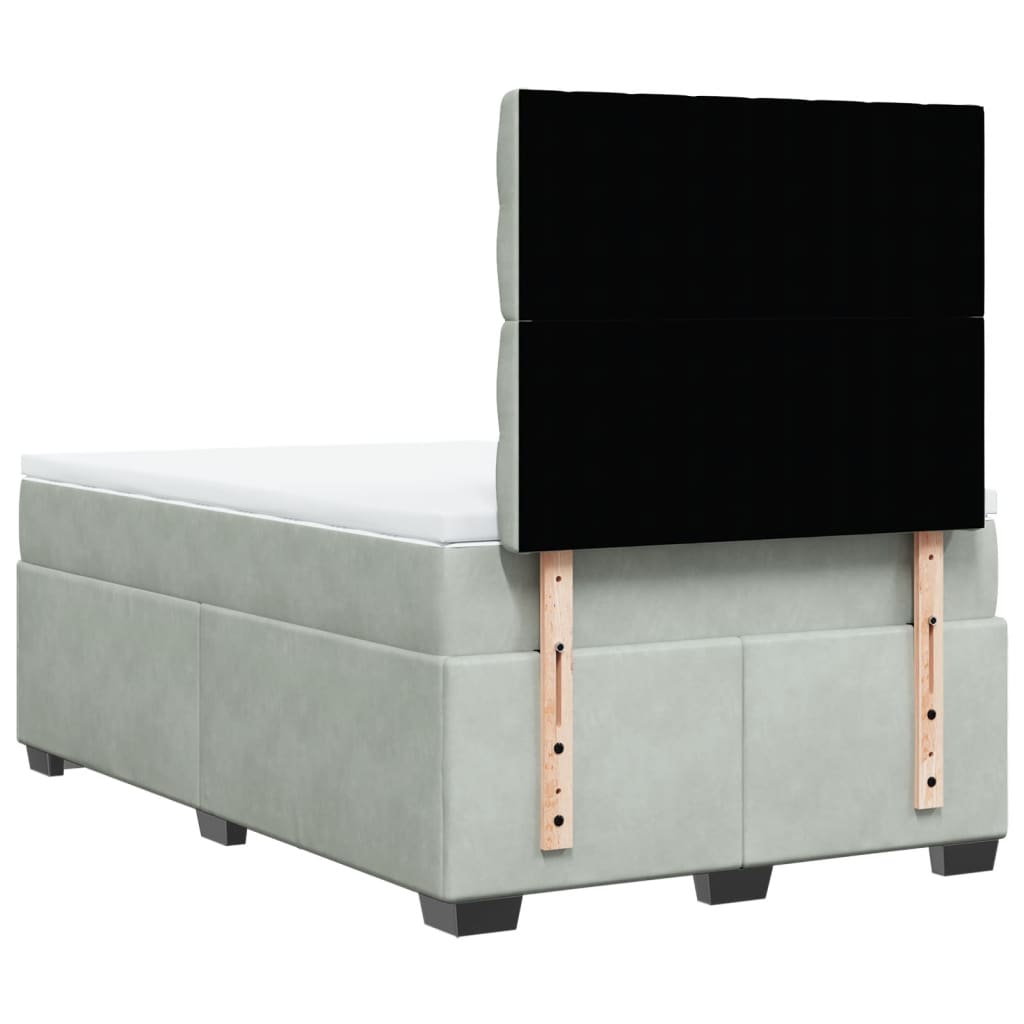 Κρεβάτι Boxspring με Στρώμα Ανοιχτό Γκρι 120x190 εκ. Βελούδινο - Pakobazaar