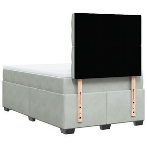 Κρεβάτι Boxspring με Στρώμα Ανοιχτό Γκρι 120x190 εκ. Βελούδινο - Pakobazaar