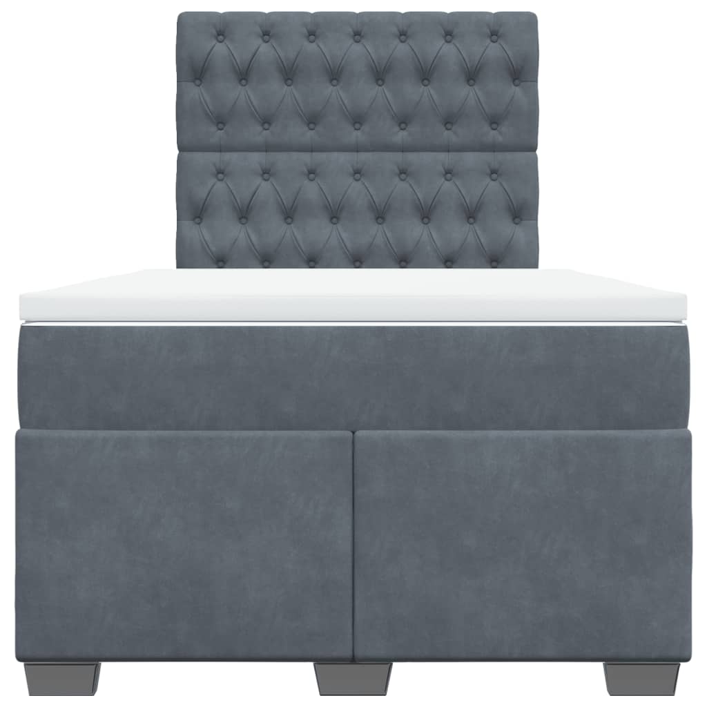 Κρεβάτι Boxspring με Στρώμα Σκούρο Γκρι 120x190 εκ. Βελούδινο - Pakobazaar