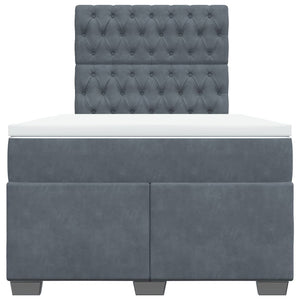 Κρεβάτι Boxspring με Στρώμα Σκούρο Γκρι 120x190 εκ. Βελούδινο - Pakobazaar