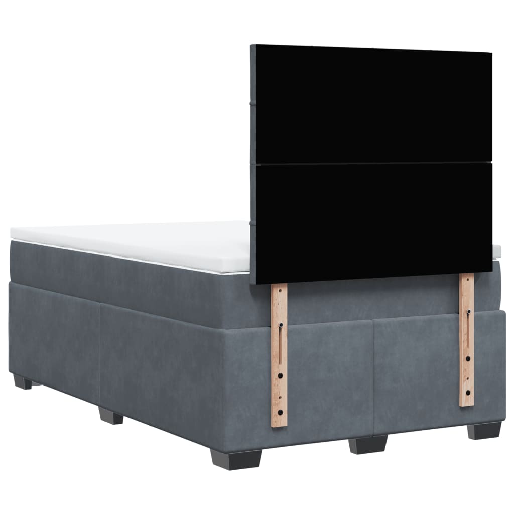 Κρεβάτι Boxspring με Στρώμα Σκούρο Γκρι 120x190 εκ. Βελούδινο - Pakobazaar