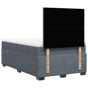 Κρεβάτι Boxspring με Στρώμα Σκούρο Γκρι 120x190 εκ. Βελούδινο - Pakobazaar