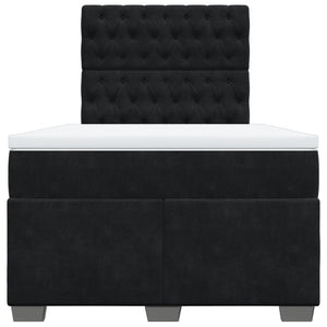 Κρεβάτι Boxspring με Στρώμα Μαύρο 120x190 εκ. Βελούδινο - Pakobazaar